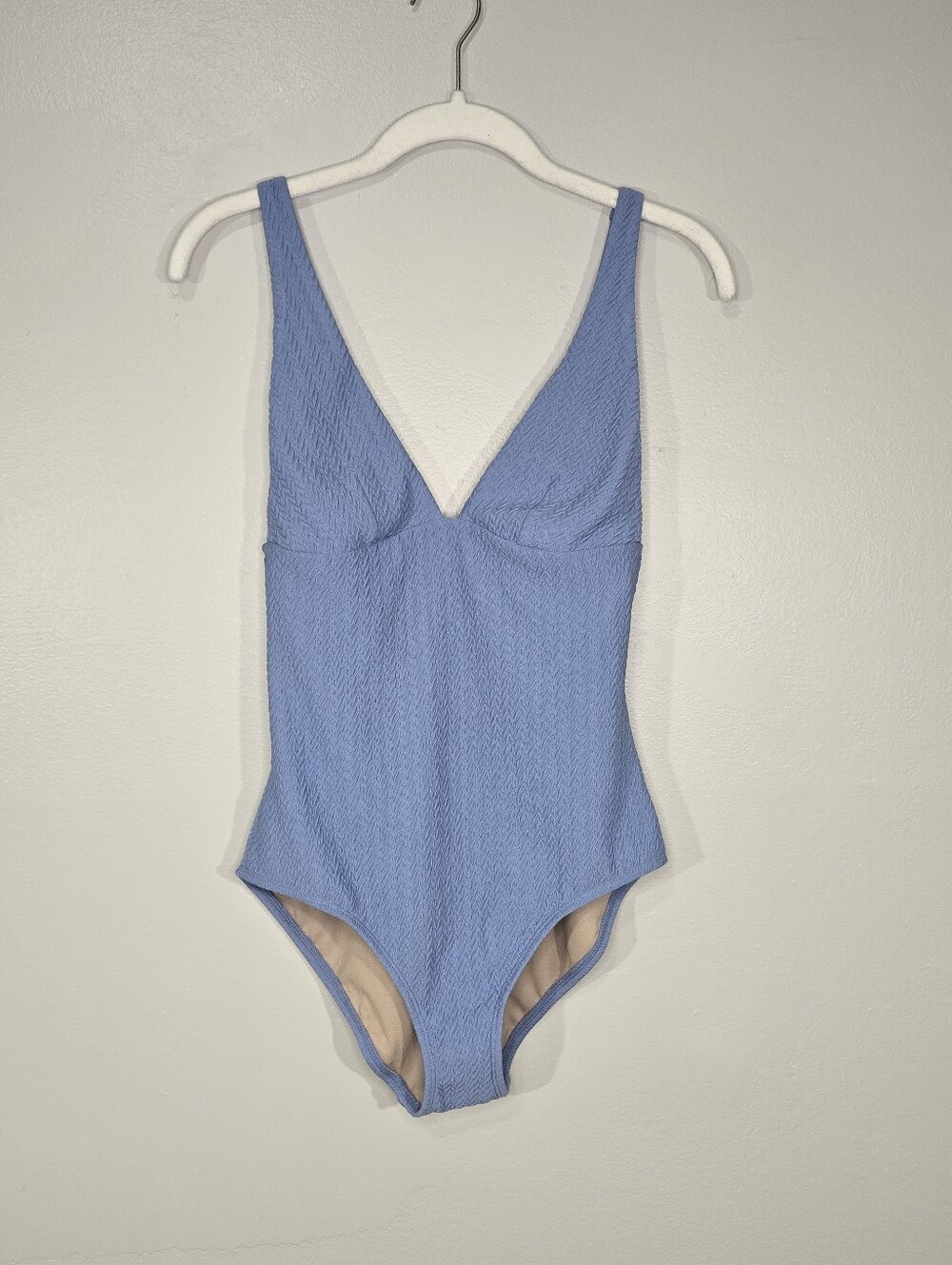 NWT Shade & Shore Light Blue Chevron One-Piece Swimsuit- Small